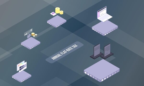 Annual flat-rate tax concept on abstract design