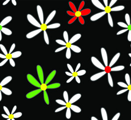 Fototapeta premium Abstract Hand Drawing Doodle Daisy Flowers Repeating Vector Pattern Isolated Background 