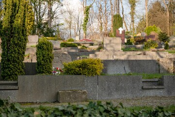 View over a terraced cemetery