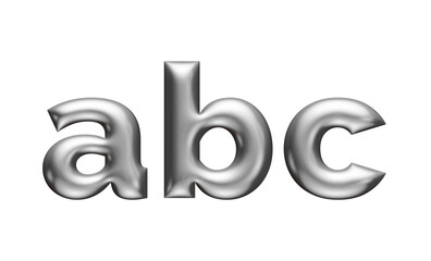 metallic 3d alphabet, 3d illustration, letters a b c, lowercase