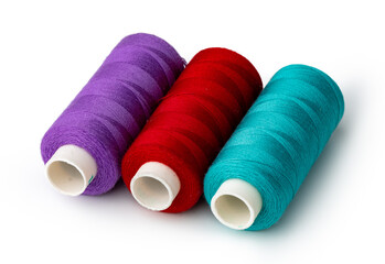 Color thread spool isolated on white background