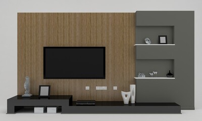 LCD TV rack interior Wall