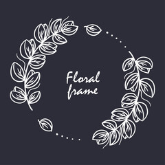 Floral frame decorative wreath doodle line vector 