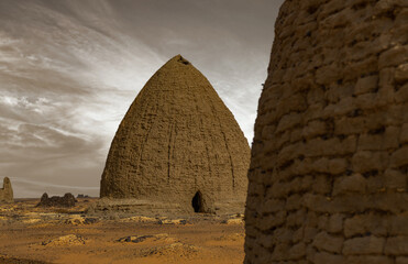 Tombs of Old Dongola Cemetery and Tombs in the North of the Sudanese Desert