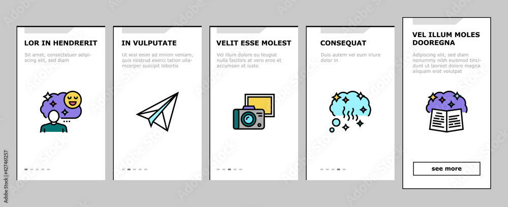 Poster nostalgia and memory onboarding mobile app page screen vector. retro music cassette and photo camera