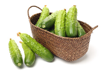 Green cucumber on the white background