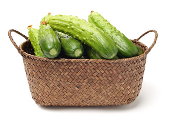 Green cucumber on the white background