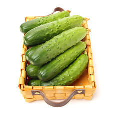 Green cucumber on the white background