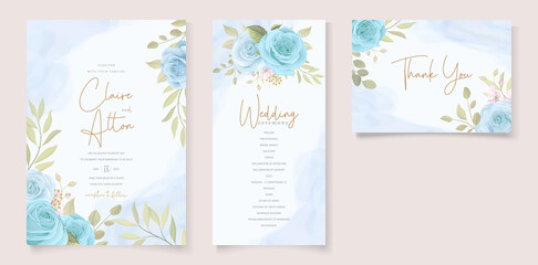 Fototapeta na wymiar Set of elegant floral wedding invitation design