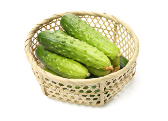 Green cucumber on the white background
