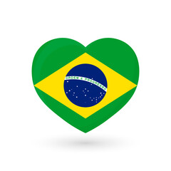 Heart symbol, flag of Brazil, vector illustration