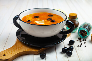 Delicious soup in a plate.