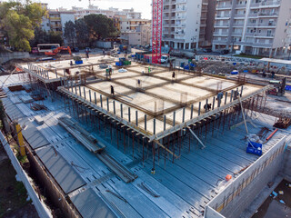 construction site seen from above photographed with drone
