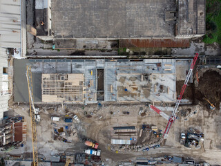 construction site seen from above photographed with drone