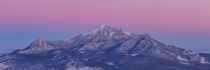 Mount Beshtau before dawn in winter