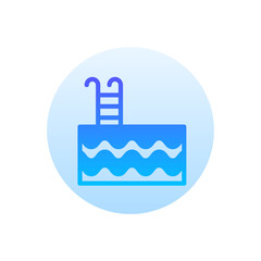 Swimming Pool Vector Gradient Round Icon. Hotel and Services Symbol EPS 10 