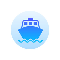 Ship Vector Gradient Round Icon. Hotel and Services Symbol EPS 10 