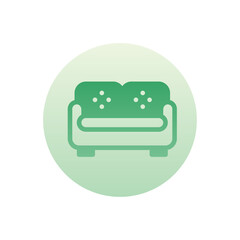 Sofa Vector Gradient Round Icon. Hotel and Services Symbol EPS 10 
