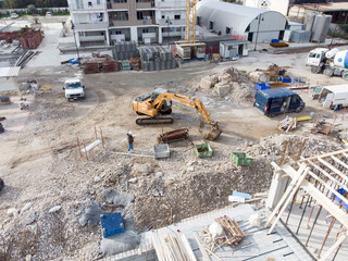 construction site seen from above photographed with drone