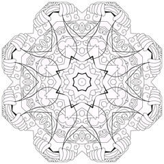 Hand drawn zentangle circular ornament for coloring page.