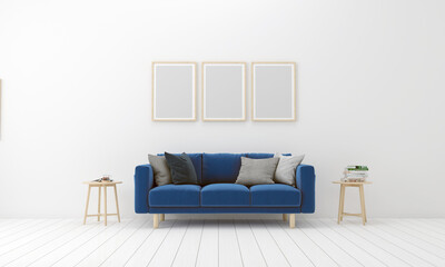 Realistic Mockup 3D Rendered Interior of Modern Living Room with Sofa - Couch and Table