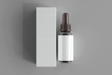 Dropper Bottle with Blank Label 3D Rendering