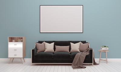 Realistic Mockup 3D Rendered Interior of Modern Living Room with Sofa - Couch and Table