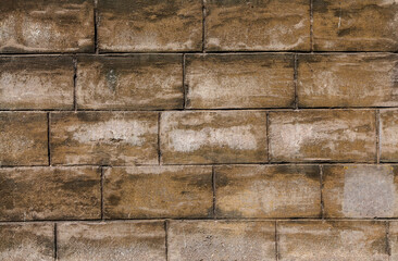 Plastered wall imitating cinder block