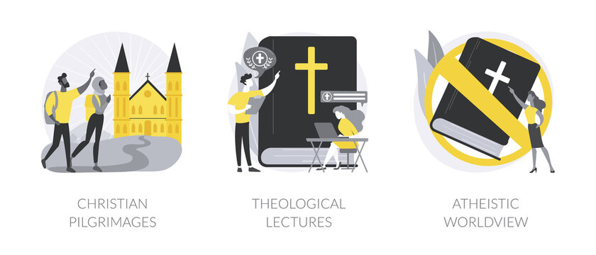 Religious doctrine abstract concept vector illustrations.