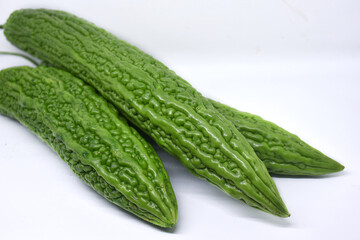 Green Pare Fruit: Pare is known to have a bitter taste when it is young and green. Close up of Pare Hijau which is sold in traditional market