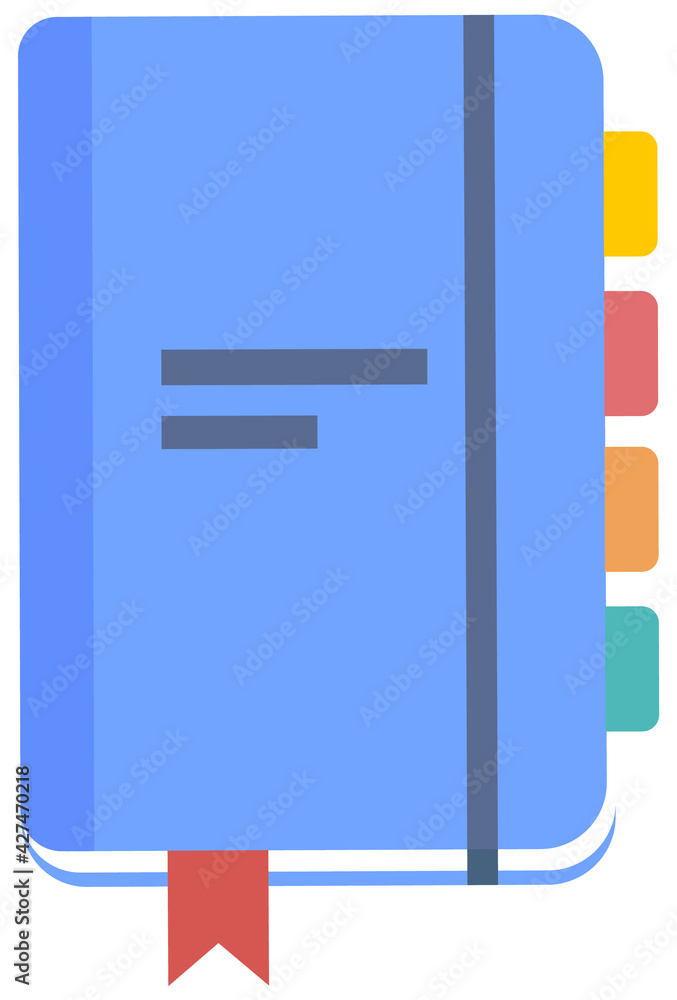 Aufkleber blue blank empty notepad, notebook. closed sketchpad with colored bookmarks, sheets of paper