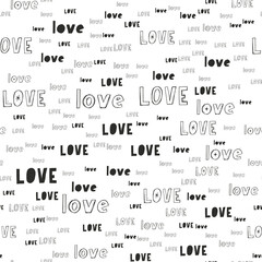 Vector handmade lettering signs LOVE - seamless pattern