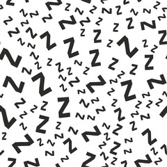 Seamless pattern with cartoon letters z. Can be used for wallpaper, pattern fills, greeting cards, web page backgrounds, scrap booking and textile or fabric. Vector illustration. EPS 10.