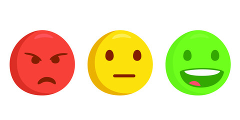 Fototapeta premium Emoji Ranking Satisfaction Illustration Symbols. Head Emoticon Measurement Concept Icons.