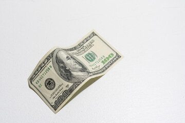 100 Dollars bill and portrait Benjamin Franklin on USA money banknote