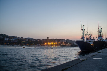 Fototapeta premium fishing boats moored in the port of Guetaria, Spain