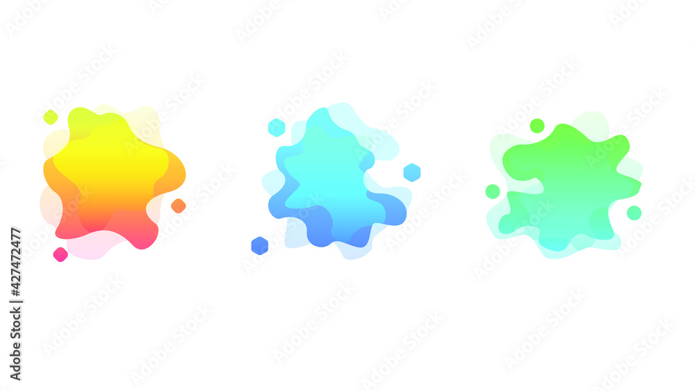 Poster abstract set liquid color collection geometric shapes fluid gradient dynamic elements banner logo ve