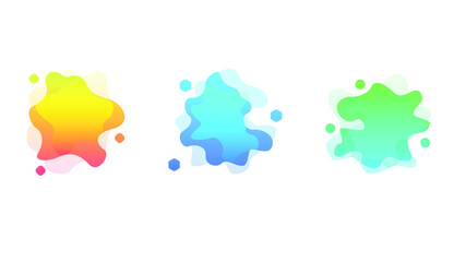 Abstract Set Liquid Color Collection Geometric Shapes Fluid Gradient Dynamic Elements Banner Logo Vector Desgin Style Trendy