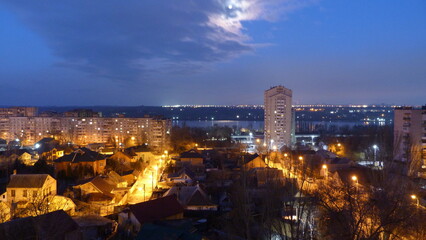Naklejka premium view of the city and river at early morning