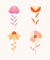 four cute flowers