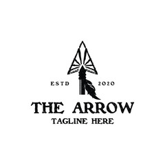 Vintage Retro Rustic Arrowhead Spear Hunting Hipster Logo Design
