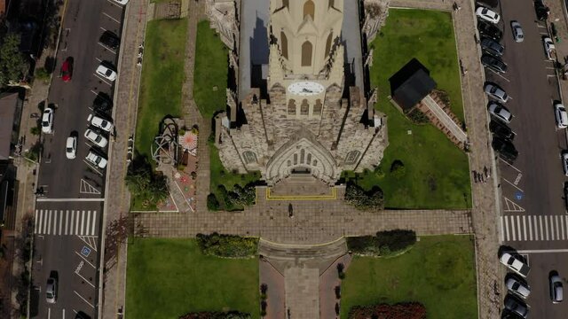 aerial image with drone dji Mavic 2 pro of the stone cathedral in the city of Canela Rio Grande do Sul
