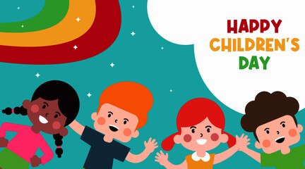 Obraz na płótnie Canvas Happy children's day background illustration vector.