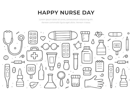 Happy nurse day website banner template. Medical and healthcare concept. Vector composition design.