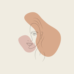 Modern minimalist woman face. Vector illustration.