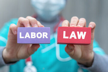 Medical concept of labor law. Legal protection medicine and pharmacy staff rights.