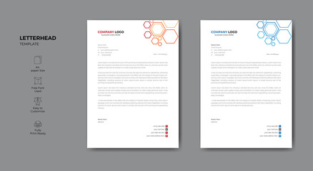 Abstract corporate professional letterhead design.
