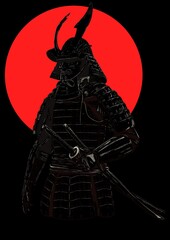 sombra de samurai diseño en tinta