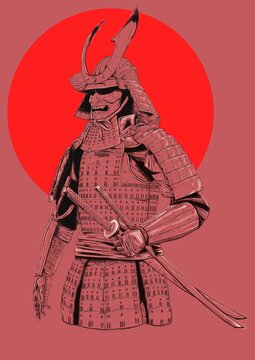 sombra de samurai dise&ntilde;o en tinta