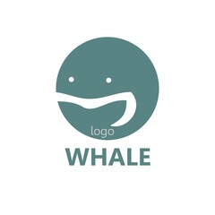 VECTOR whale logo or illustration. Animal and fountain. Whale loves to cook flat image.	